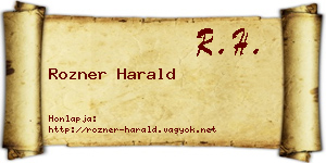 Rozner Harald névjegykártya